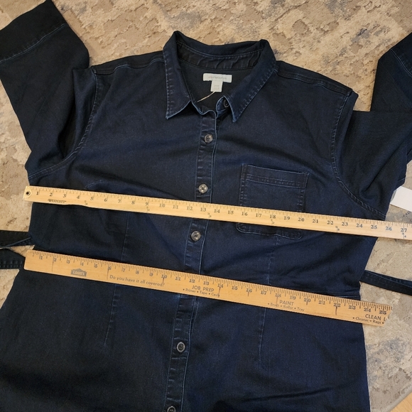 NWT Liz Claiborne Stretch Denim Button Front Belted Midi Dress Size 20W - Picture 15 of 16